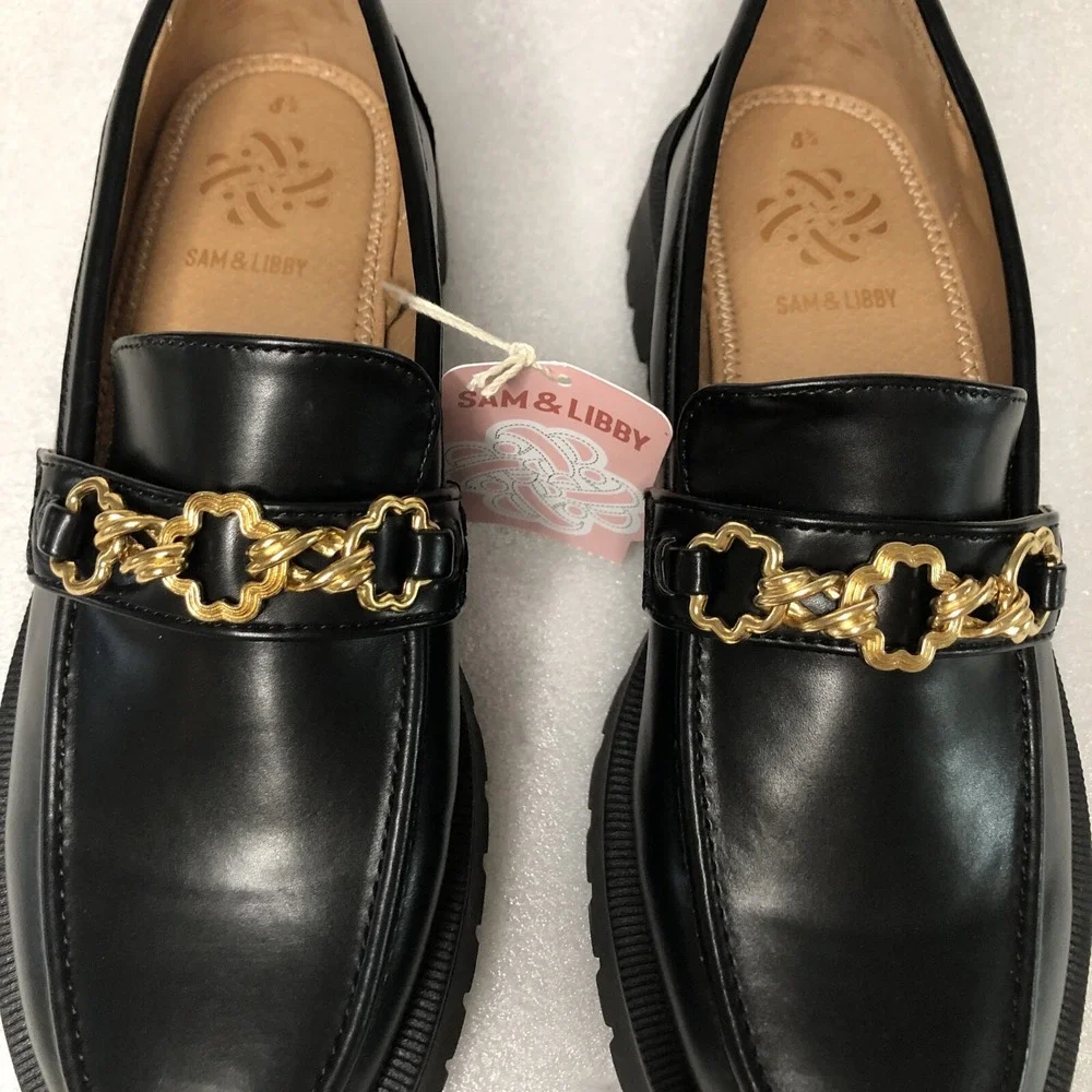 Sam & Libby Women's Black Rylan Lug Sole Loafer Low Top Slip-On 8.5 NEW - Picture 5 of 16